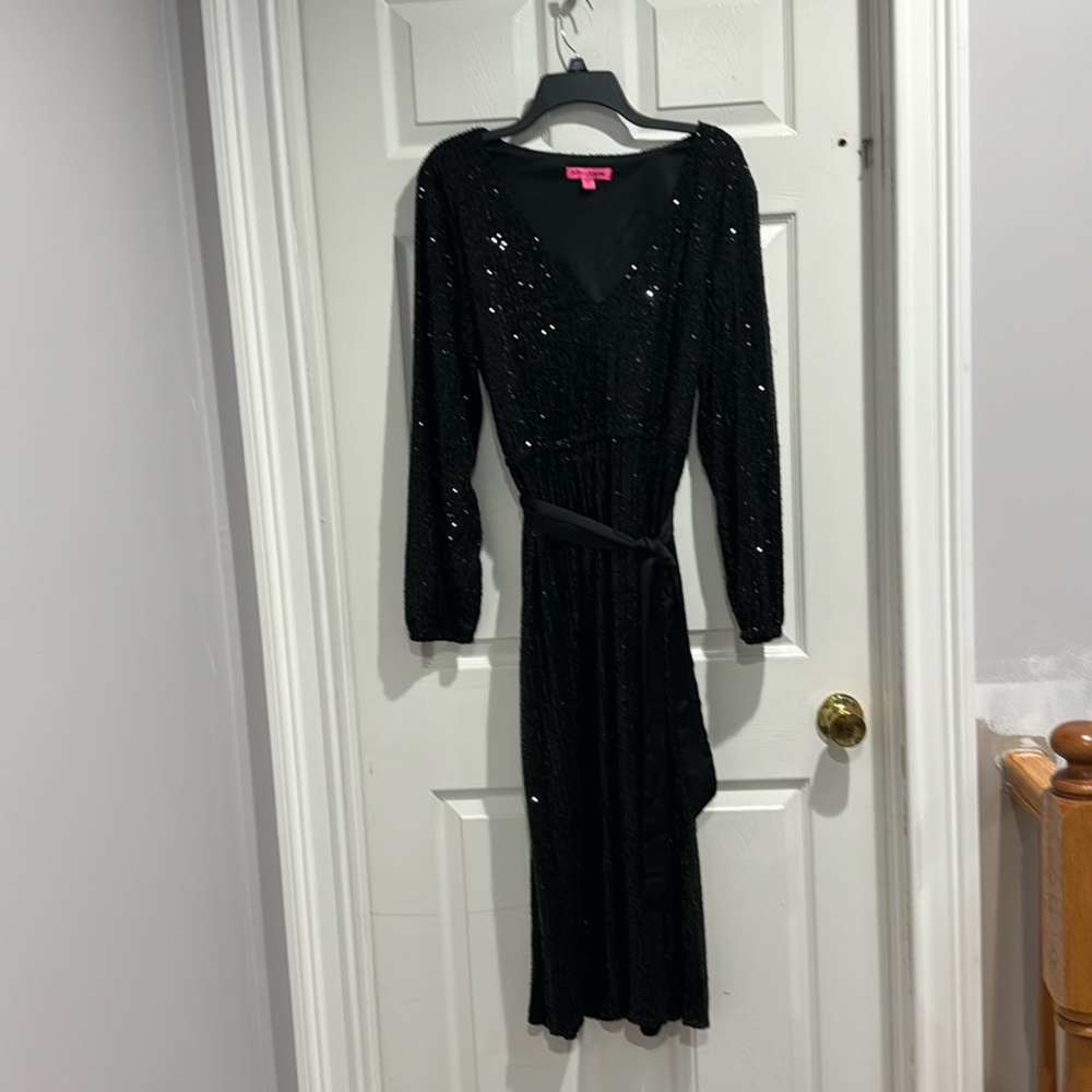 Black Sequined Dress.  XL.  Betsy Johnson